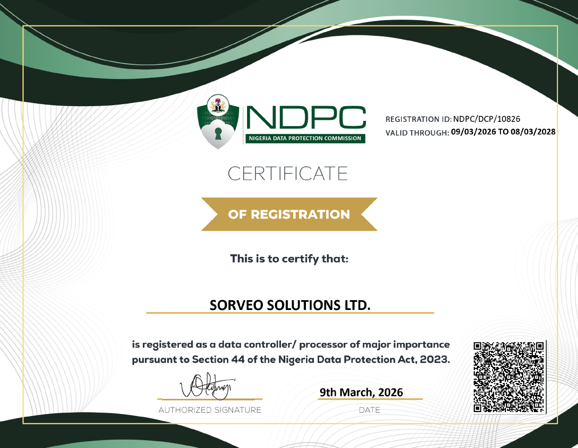 Sorveo Registered with the Nigeria Data Protection Commission (NDPC)